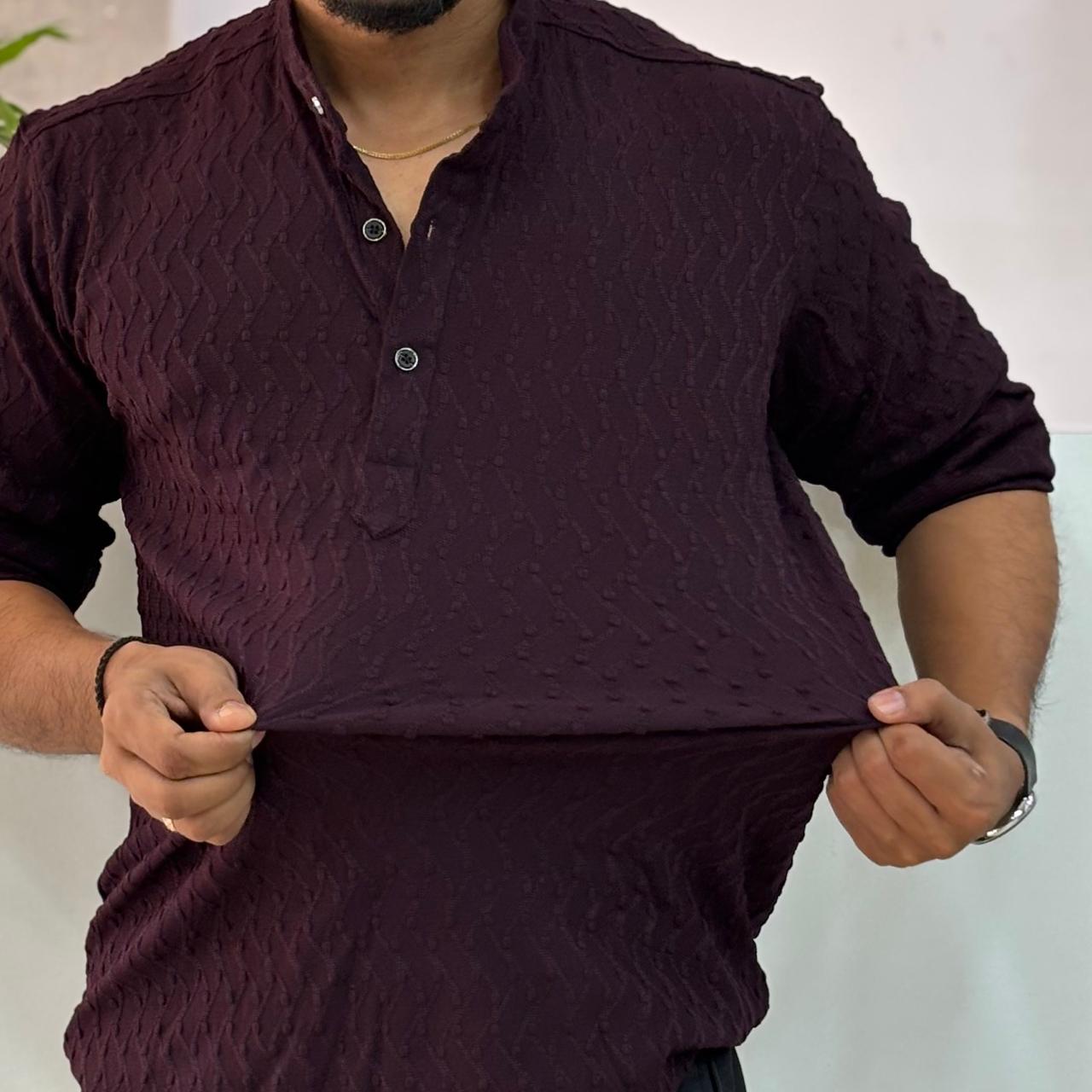 IMP Wine Texture Short Kurta