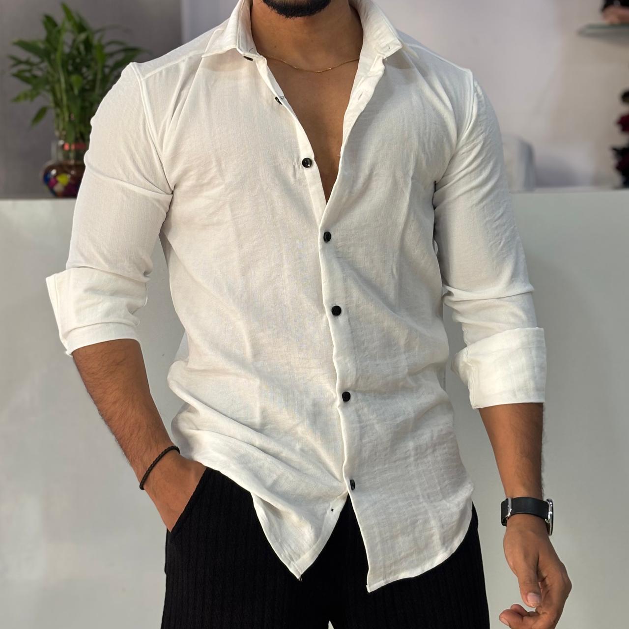 Linen Blend White Shirt