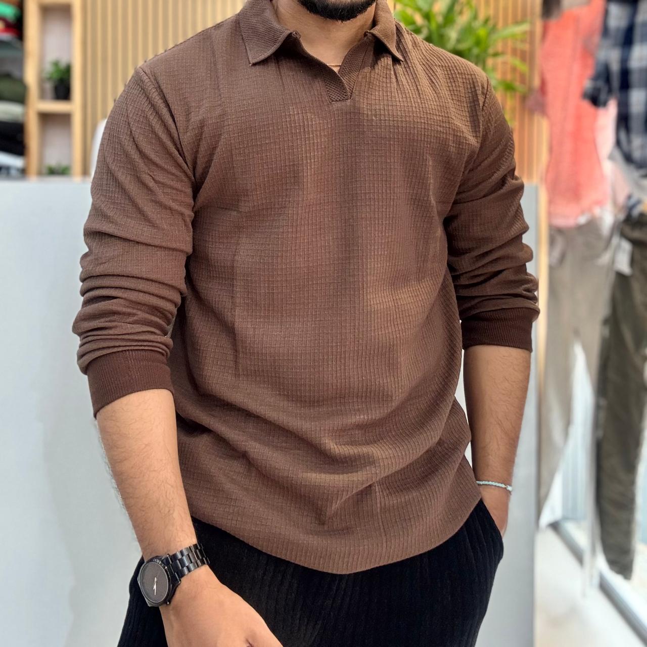 Brown Old Money Polo T-Shirt