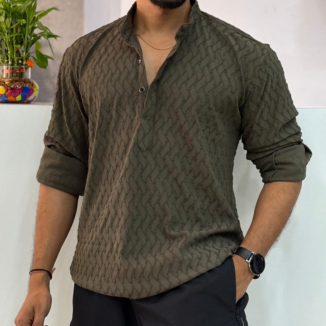 IMP Green Texture Short Kurta