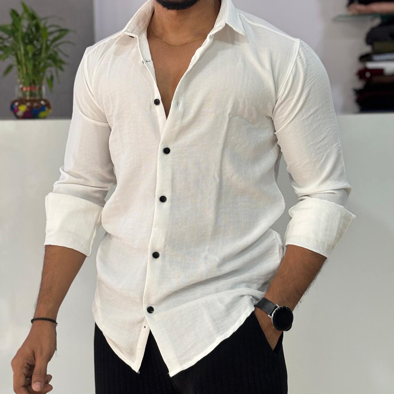Linen Blend White Shirt