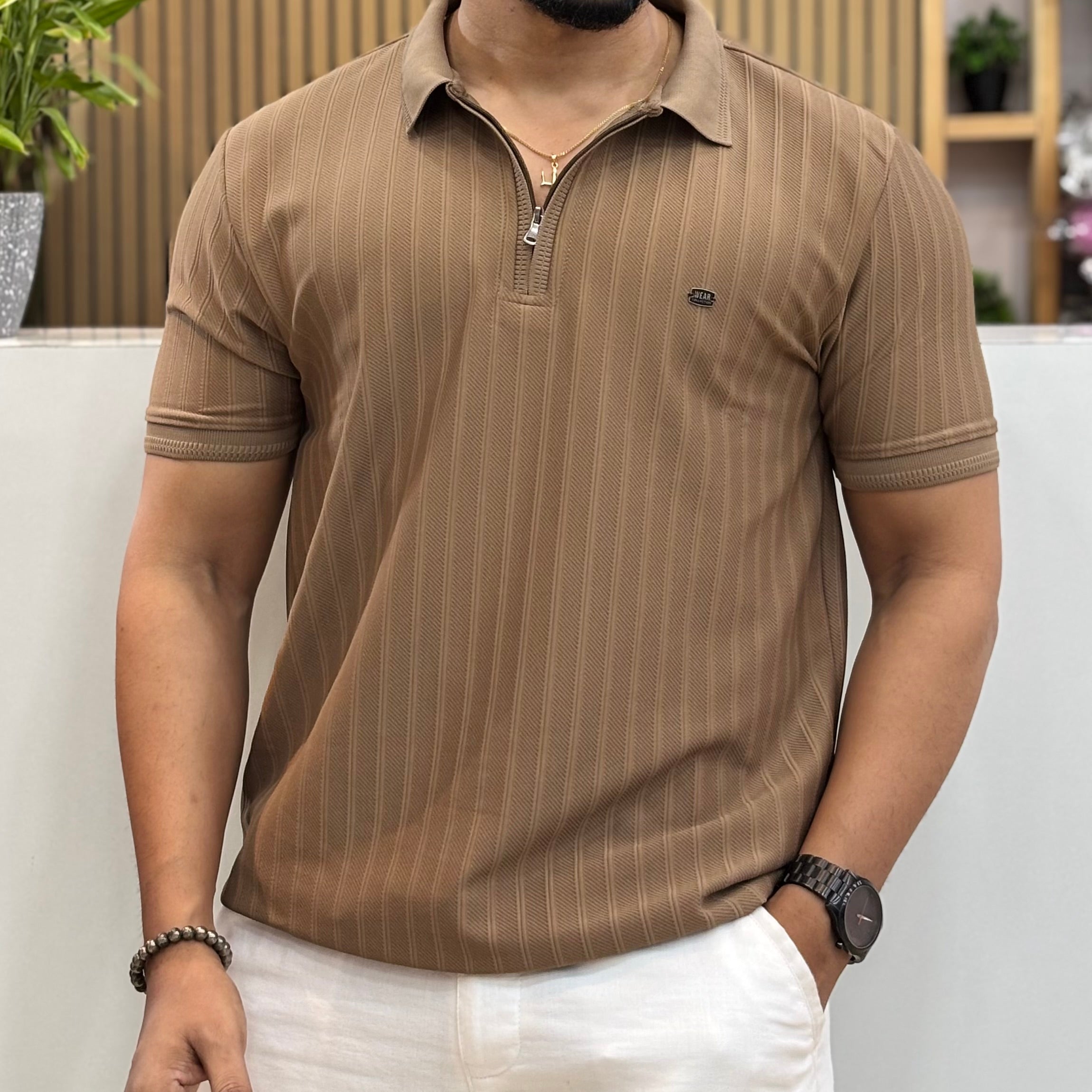 Half Sleeve Zip Polo T-Shirt