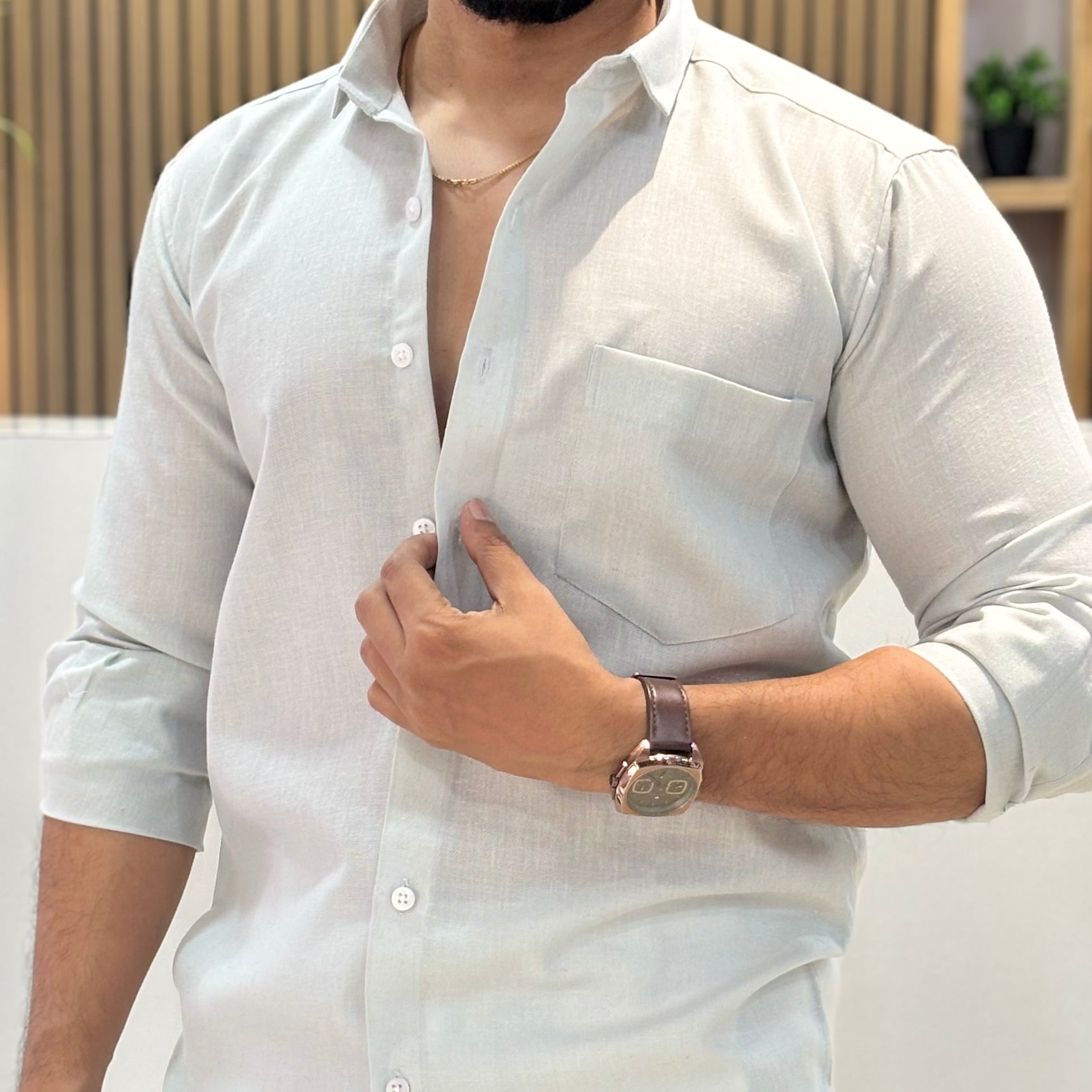 Khadi Linen Shirt – Ice Blue