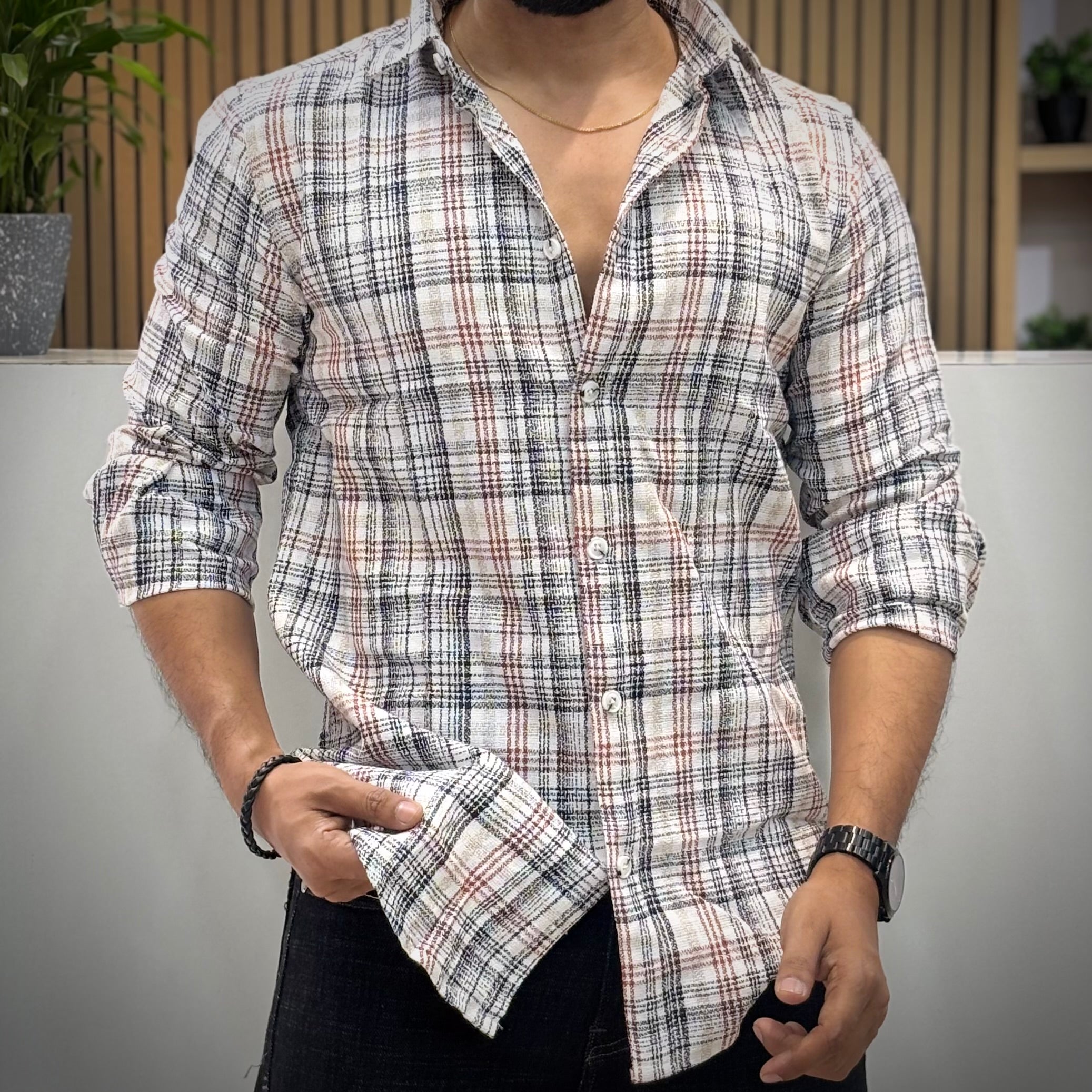 Checked Cotton Casual Shirt