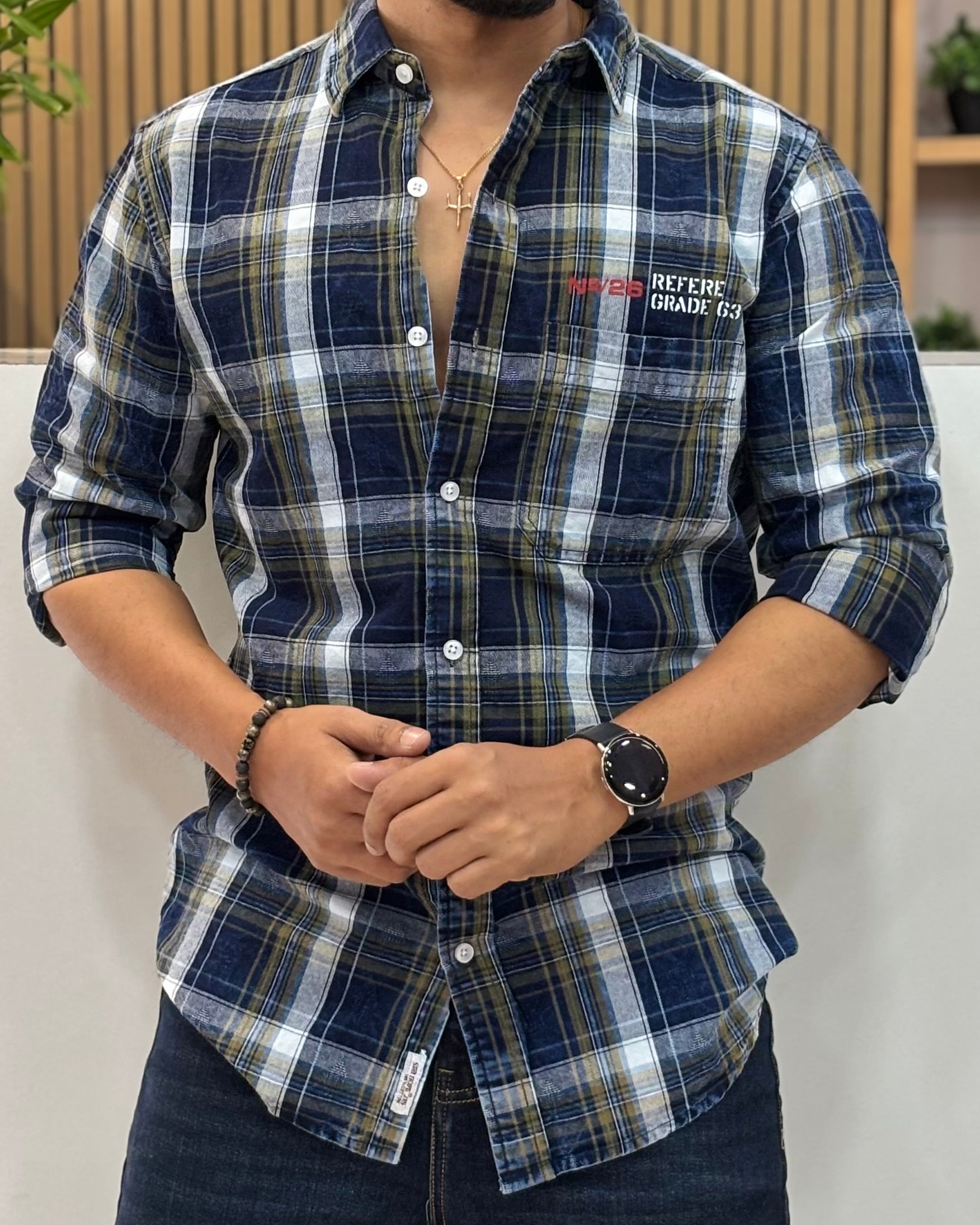 Indigo Olive Check Shirt