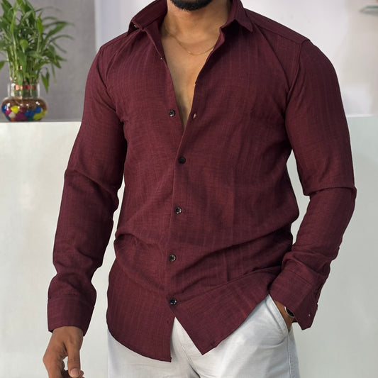 Linen Blend Maroon Shirt