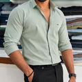 Premium Satin Solid Shirt - Mint Green