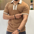 Premium Ribbed Polo T-Shirt - Warm Caramel