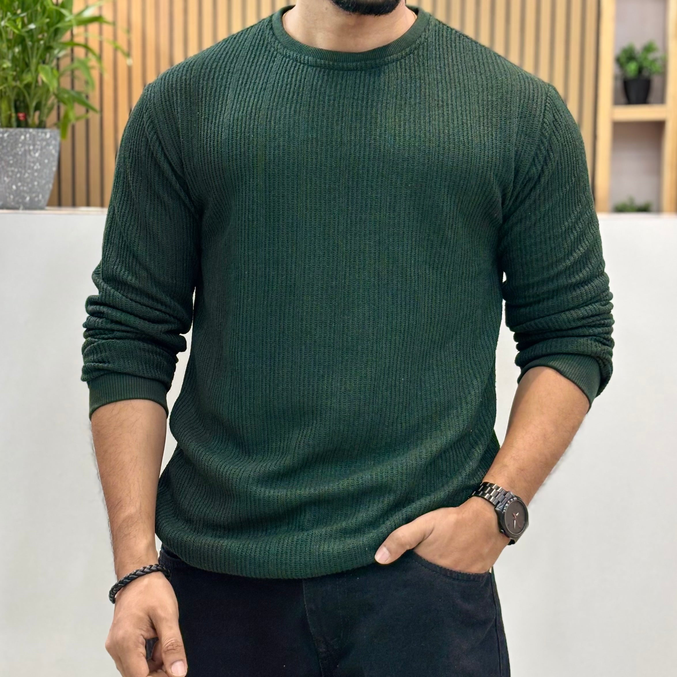 Premium Knit Crew Neck Tshirt - Green