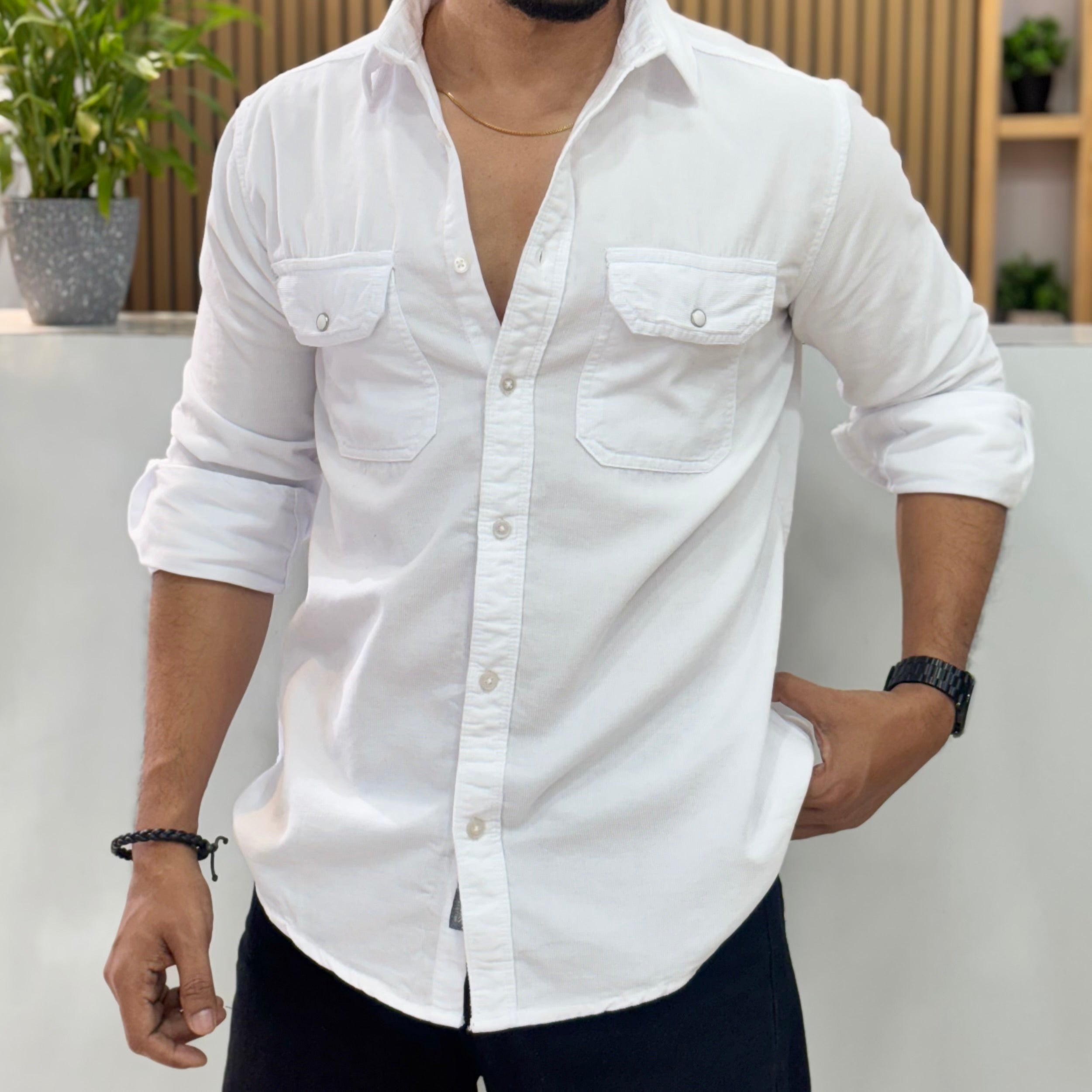 Corduroy Shirt White