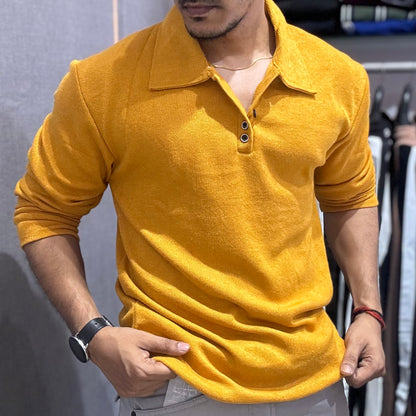 Yellow Full Sleeve Collar T-shirt