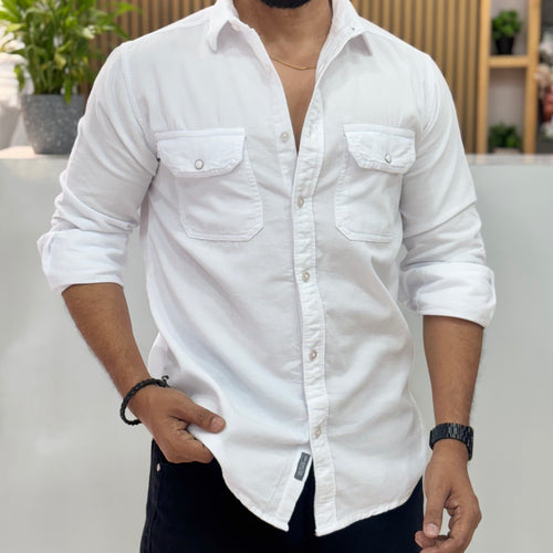 Corduroy Shirt White