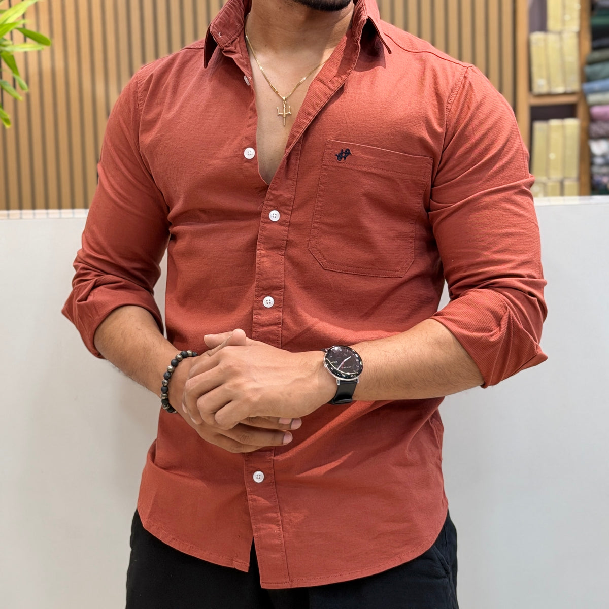 Cotton Casual Shirt - Rust