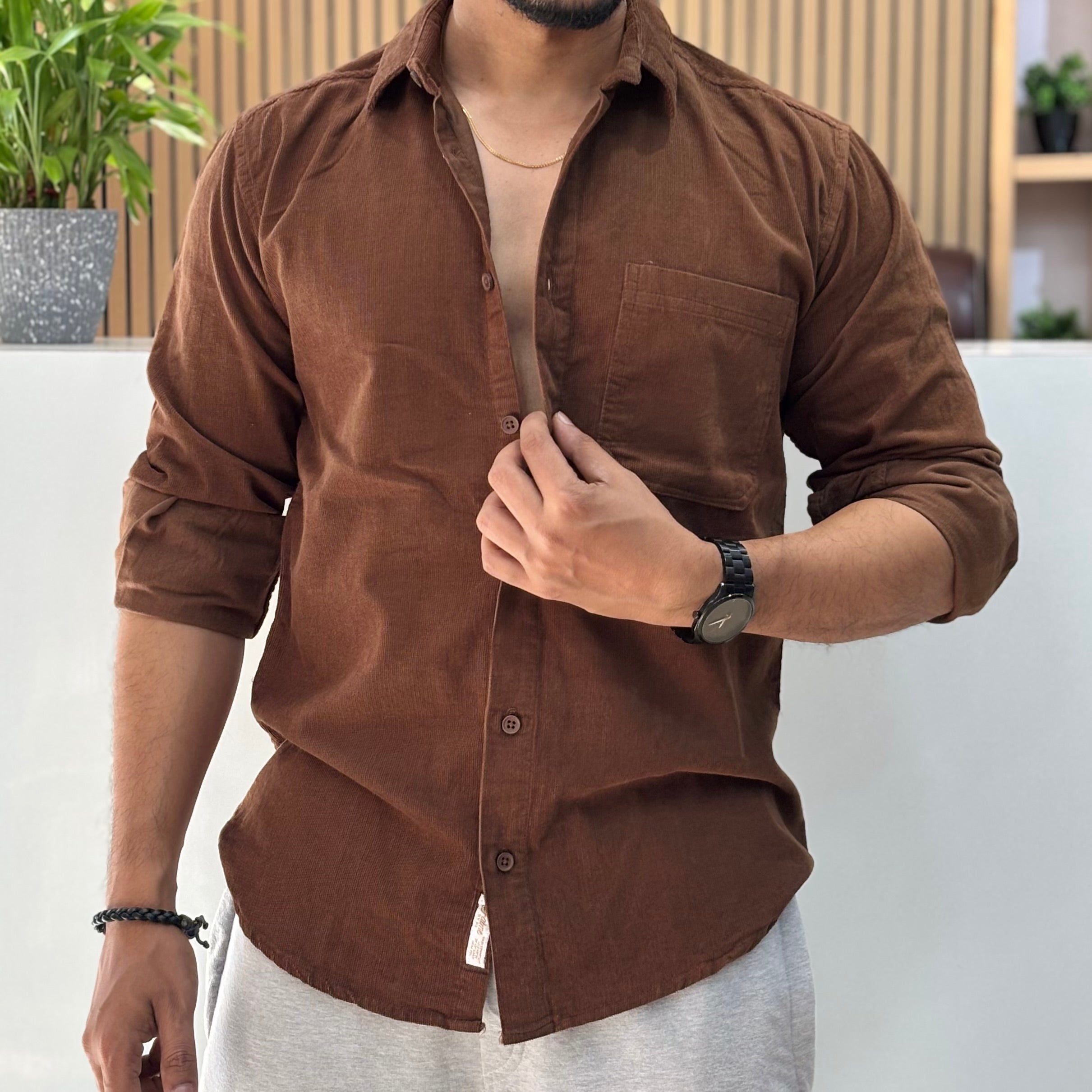 Corduroy Shirt Rust Brown