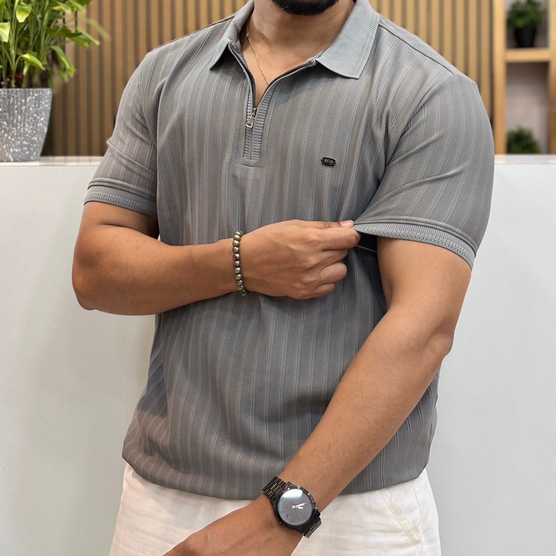 Half Sleeve Zip Polo T-Shirt