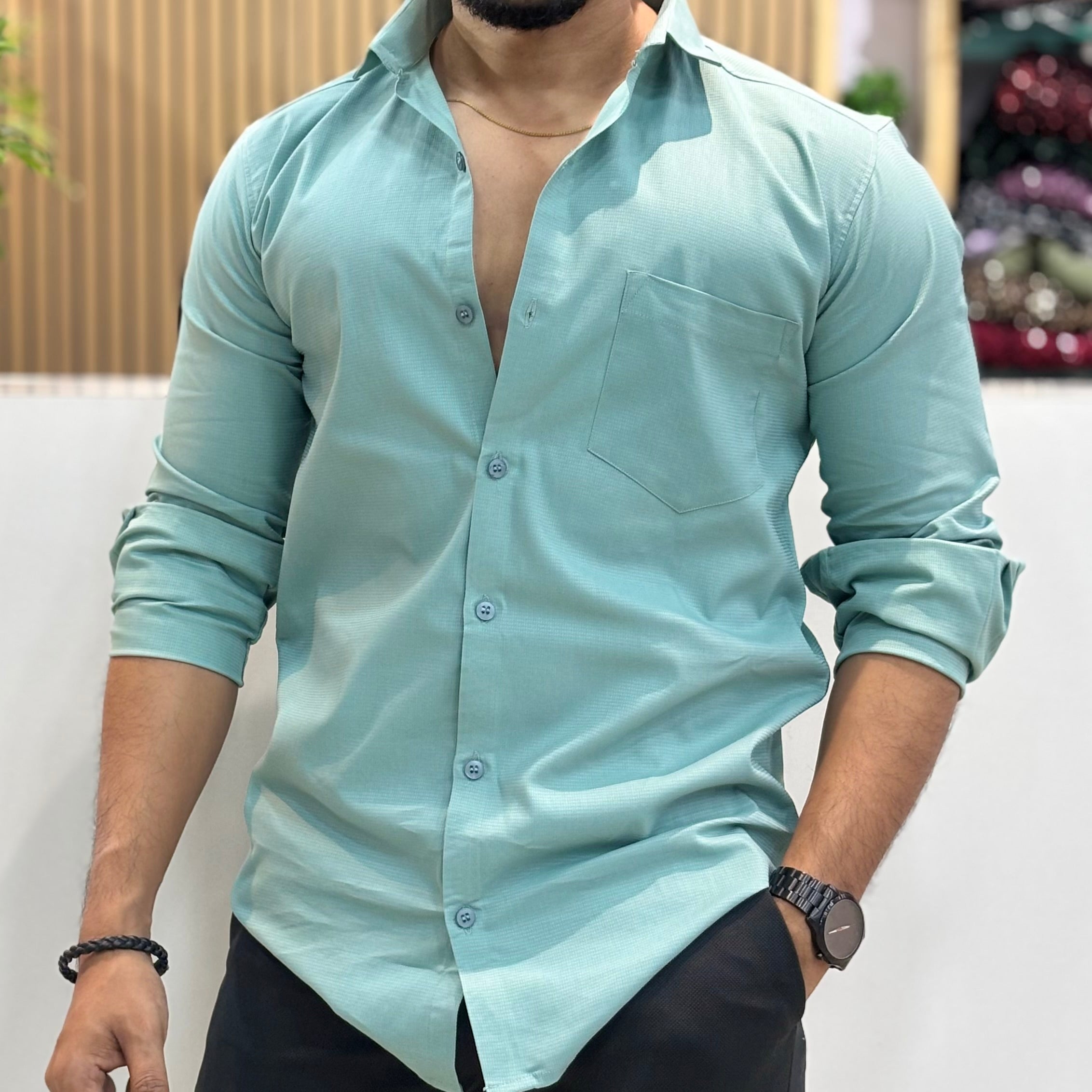 Premium Men’s Solid Shirt Mint Green