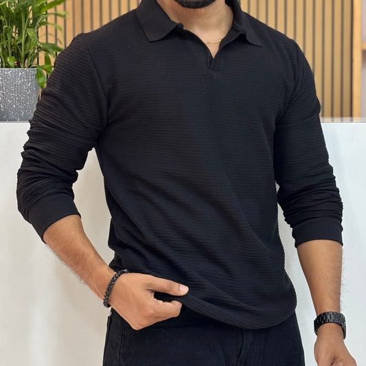 Full Sleeve Black Polo T-Shirt