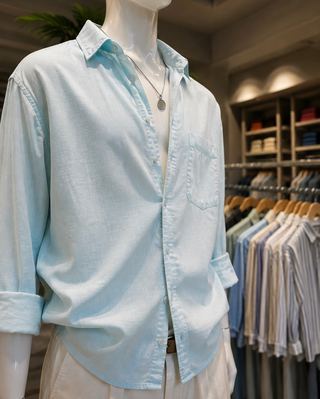 Premium Linen Shirt Sky Blue