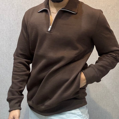Polo Zipper Full Sleeve Brown Sweatshirt