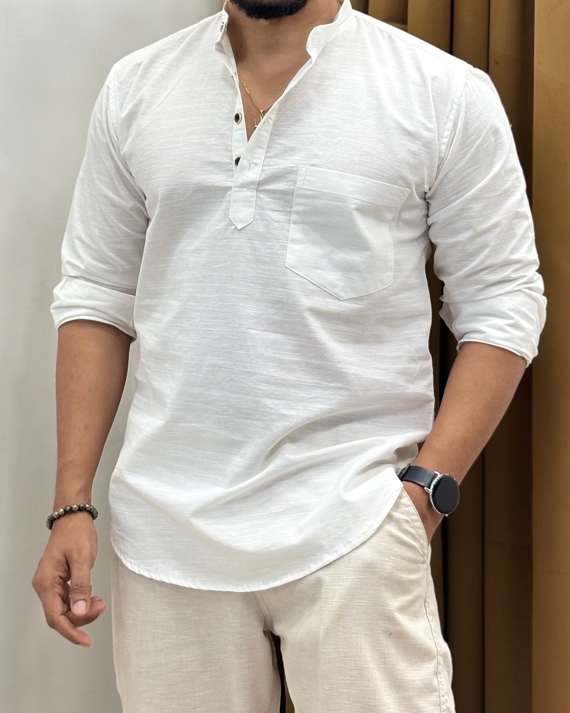 Linen Blend Henley Shirt