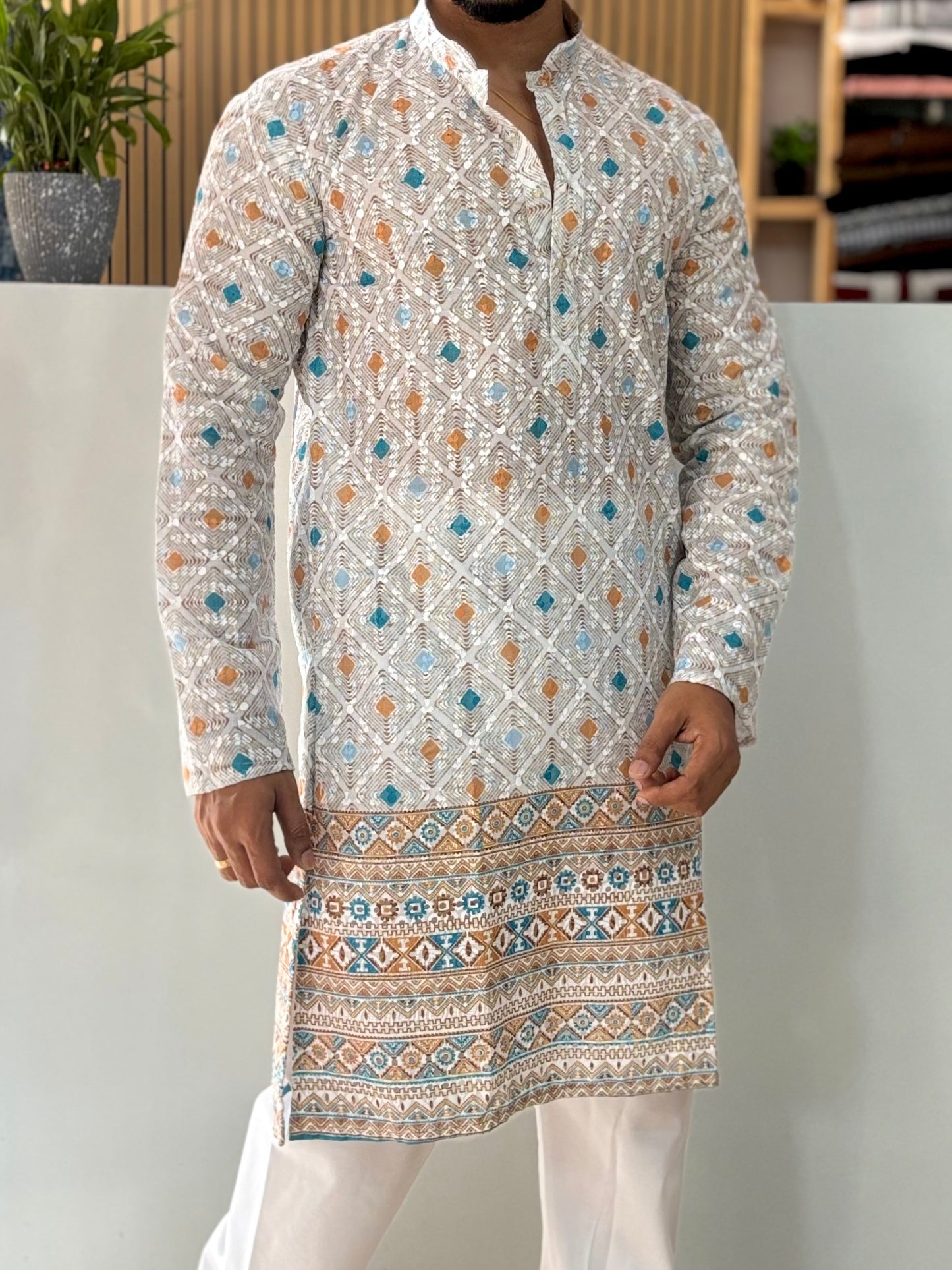 Cotton Kurta With Crochet & Ethnic Digital Print