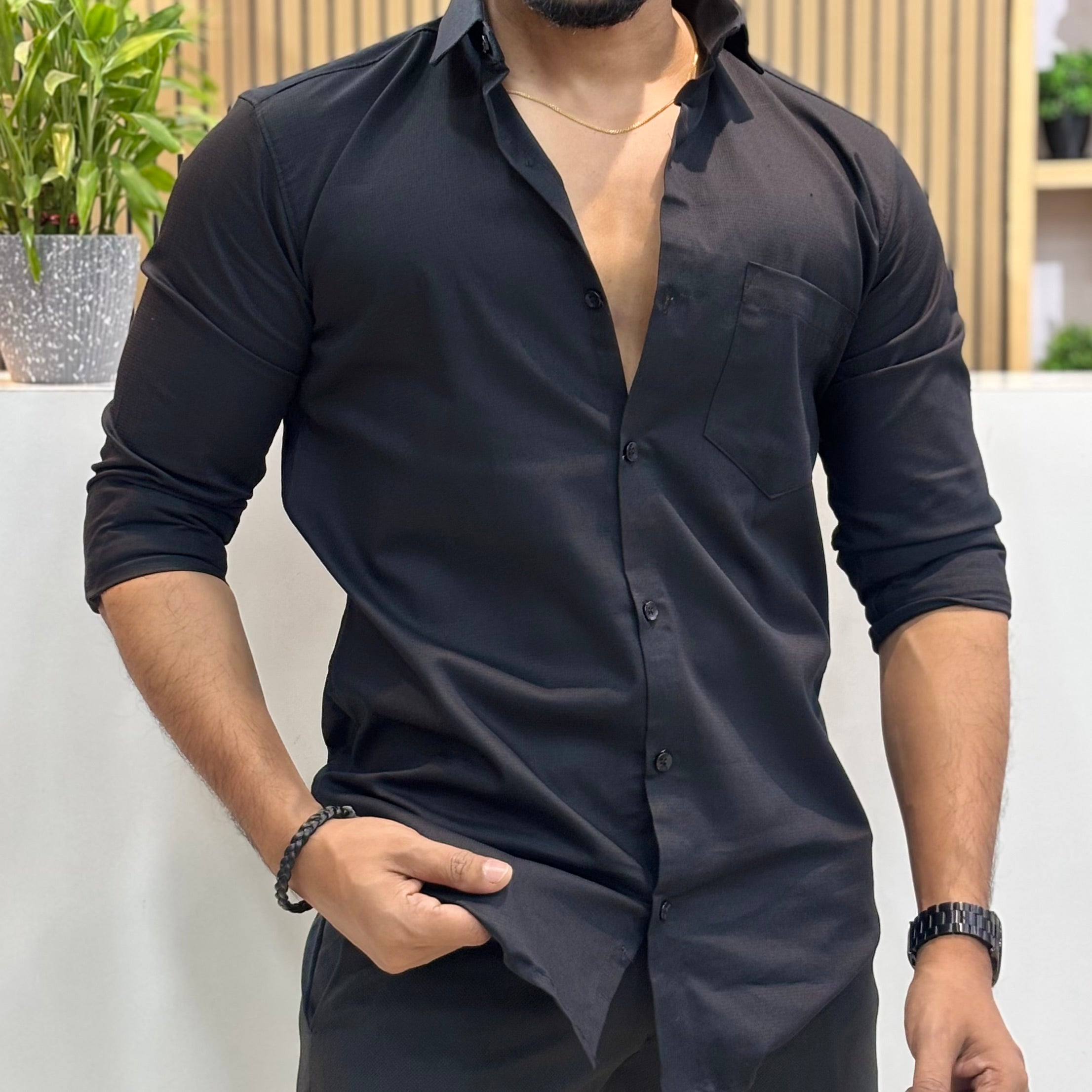 Premium Men’s Solid Shirt Black