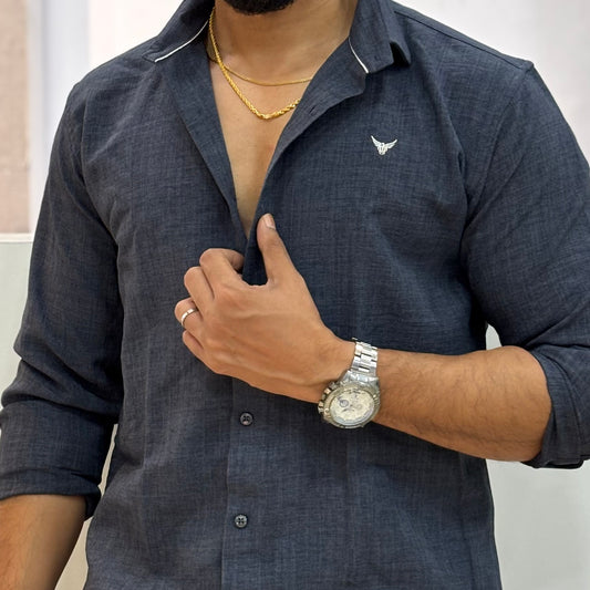 Grey Linen Blend Shirt