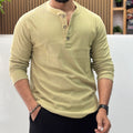Henley Neck Regular Fit Pure Cotton T-shirt - Pistachio