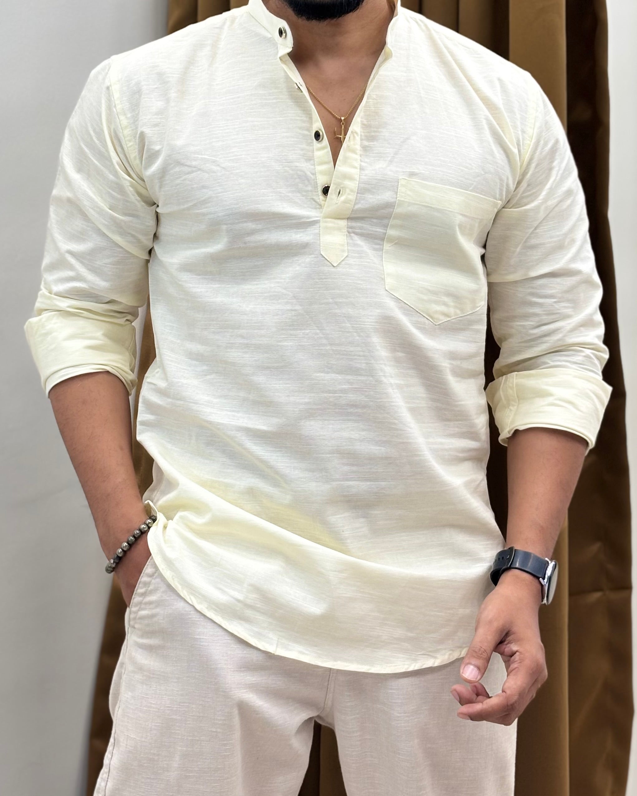 Linen Blend Henley Shirt