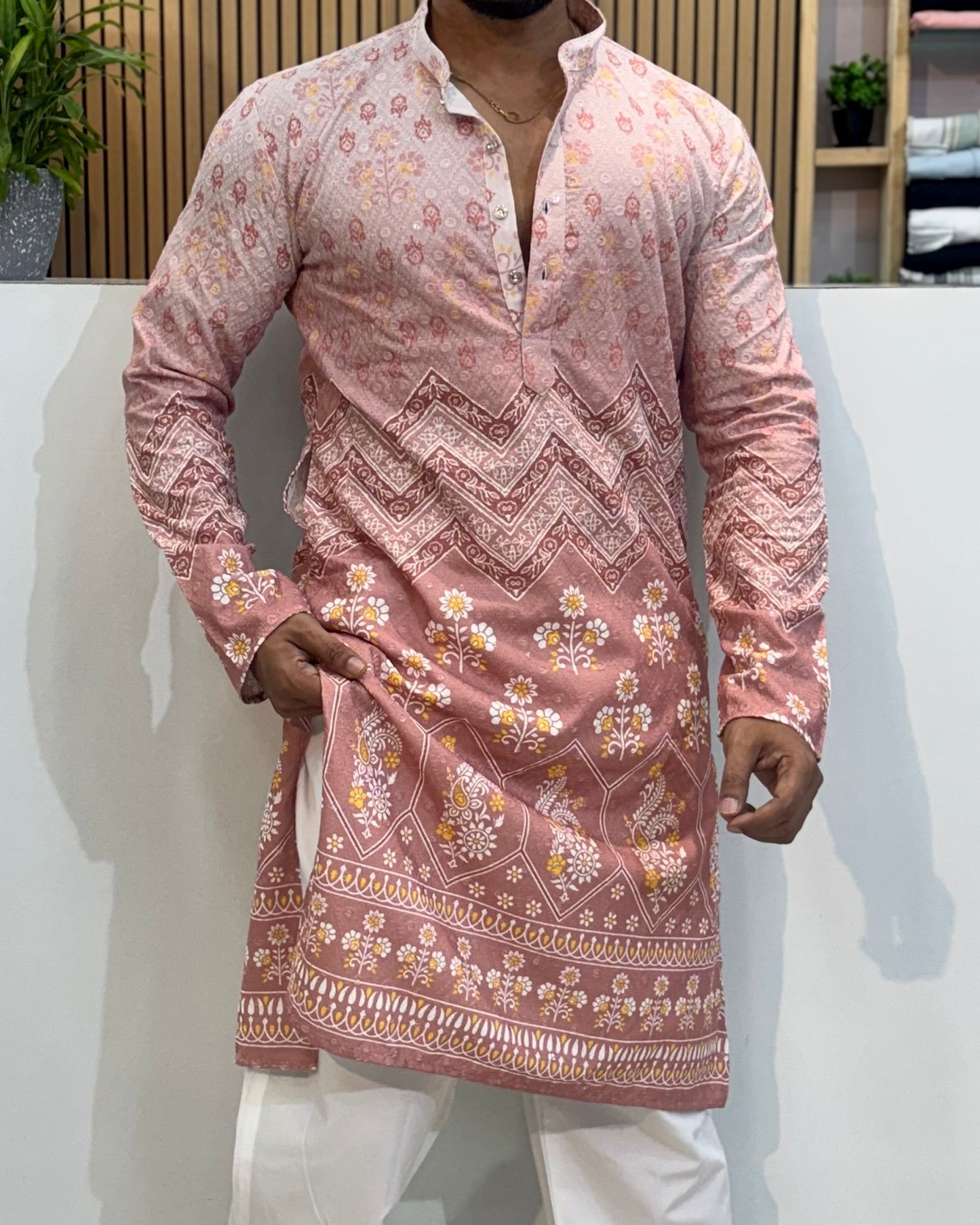 Cotton Kurta With Crochet & Digital Print