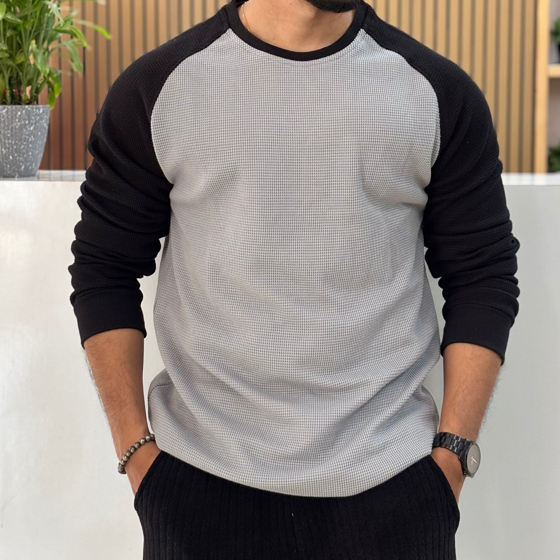 Waffle Raglan Full Sleeve T-Shirt