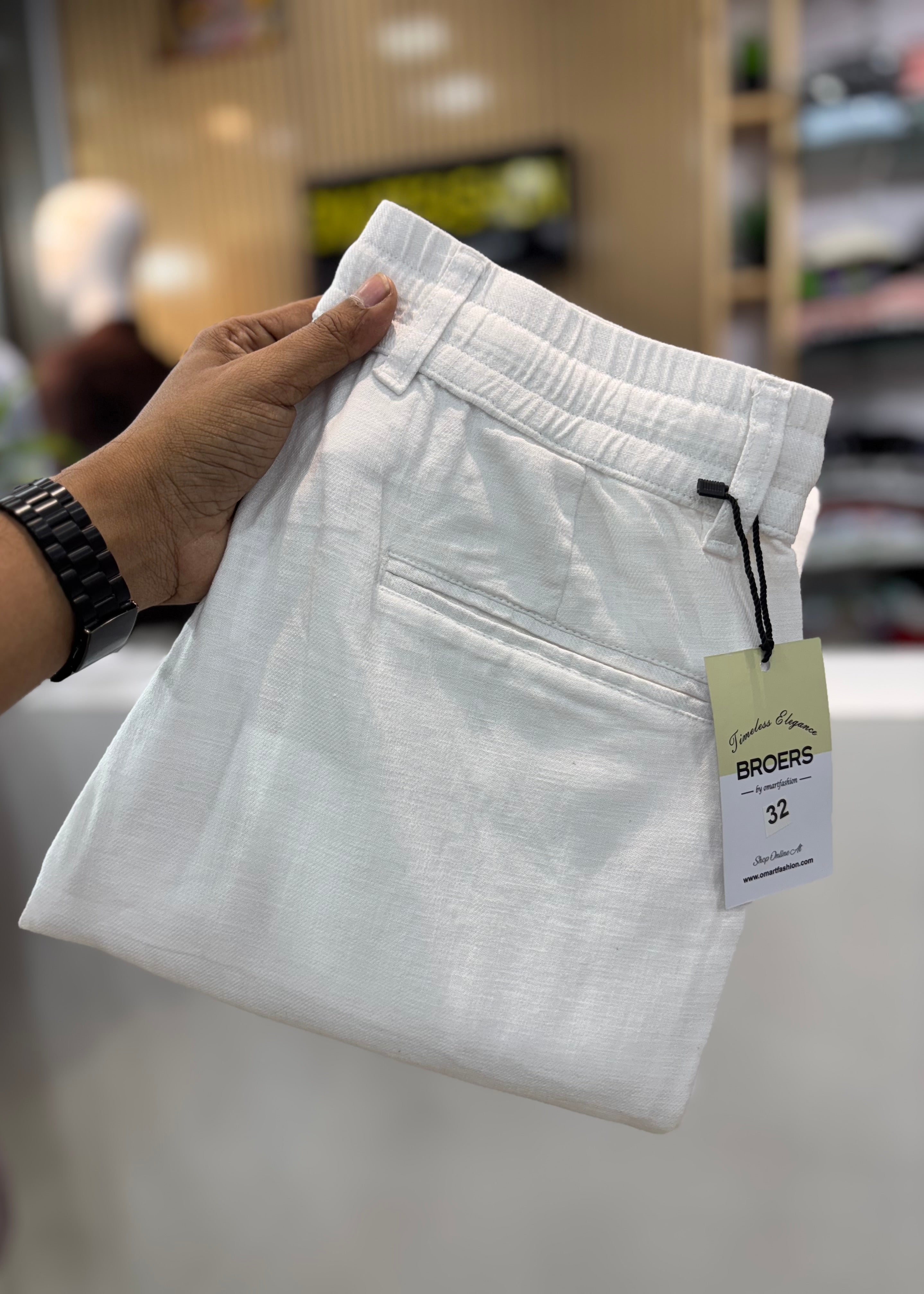 Linen Blend Cotton Pant White