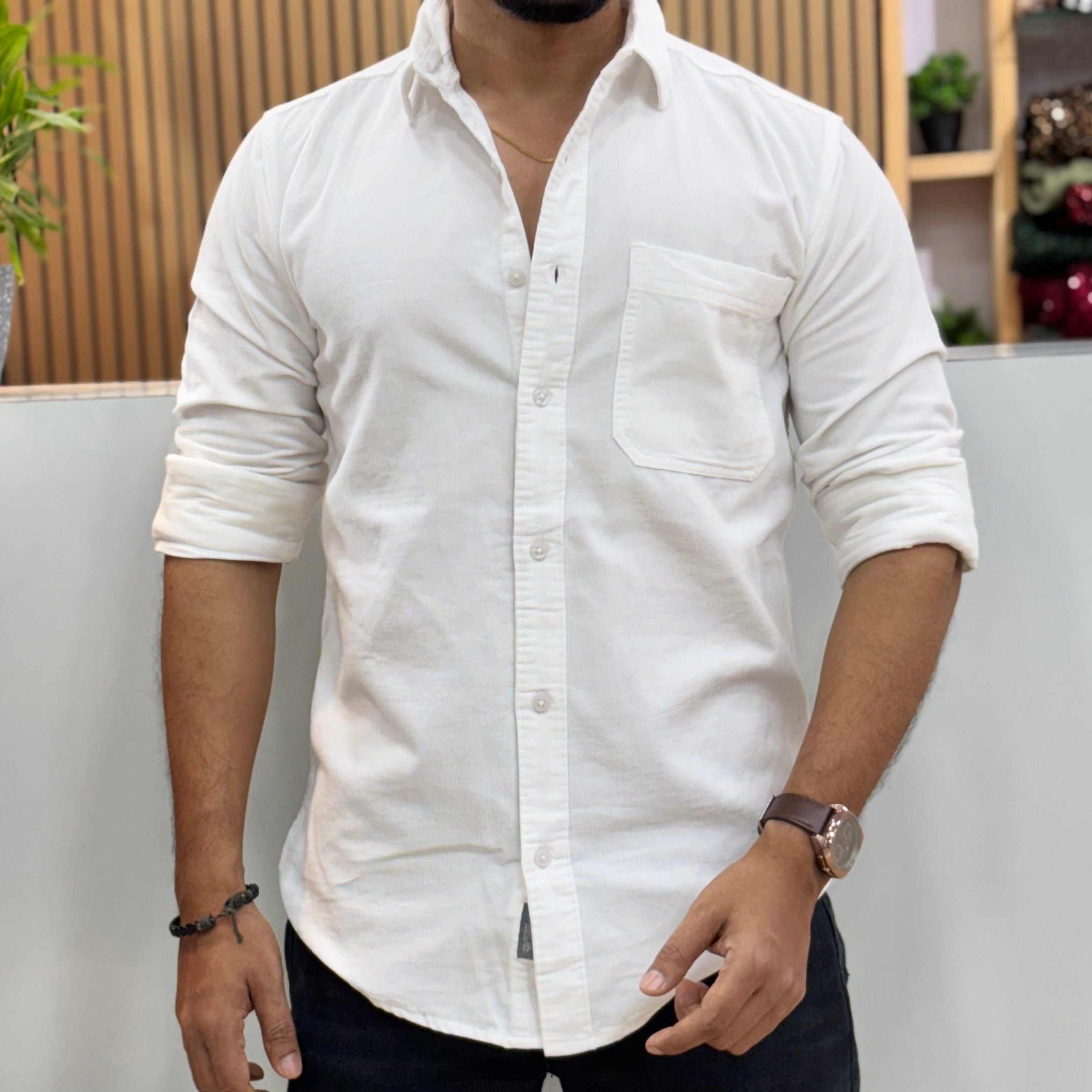 Corduroy Shirt White