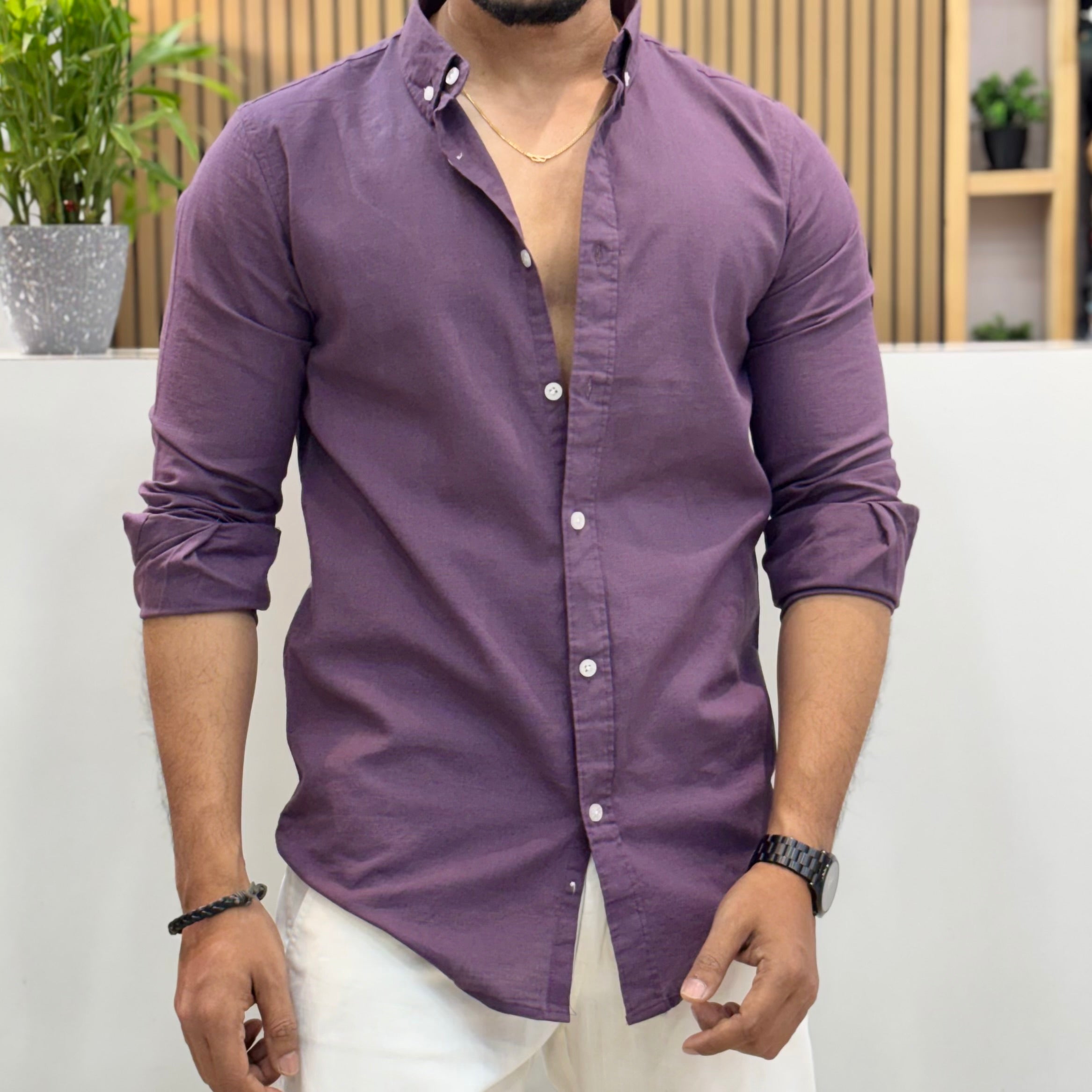 Lavender Linen Blend Shirt