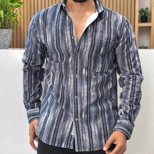 Charcoal Grey Striped Premium Shirt