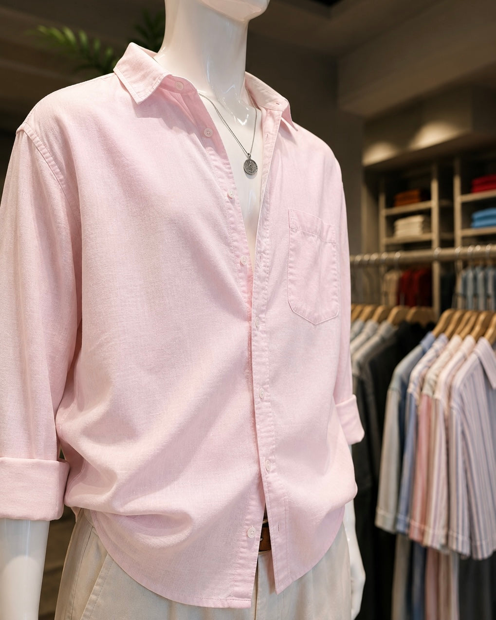 Premium Linen Shirt Light Pink