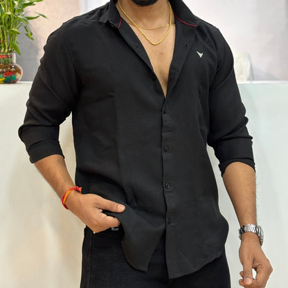 Black Linen Blend Shirt