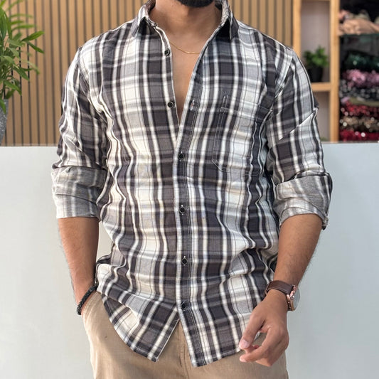 Premium Check Shirt White