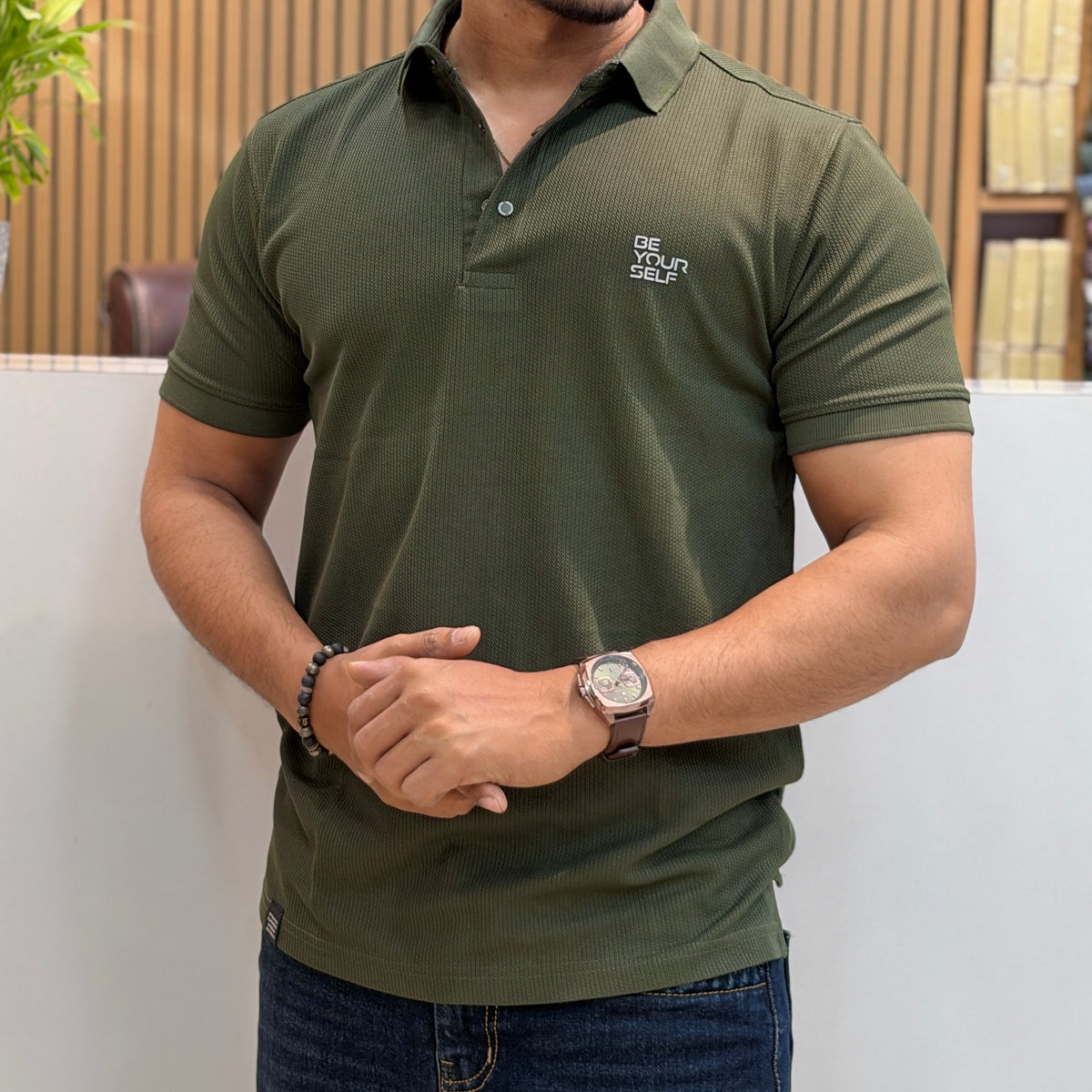 Half Sleeve Polo Tshirt- Green