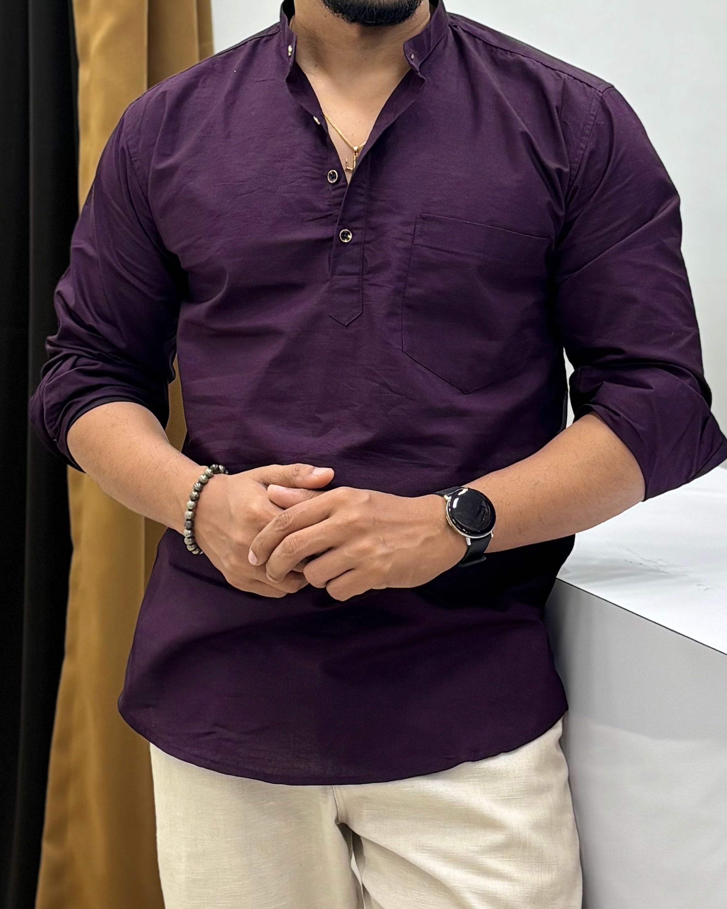 Linen Blend Henley Shirt