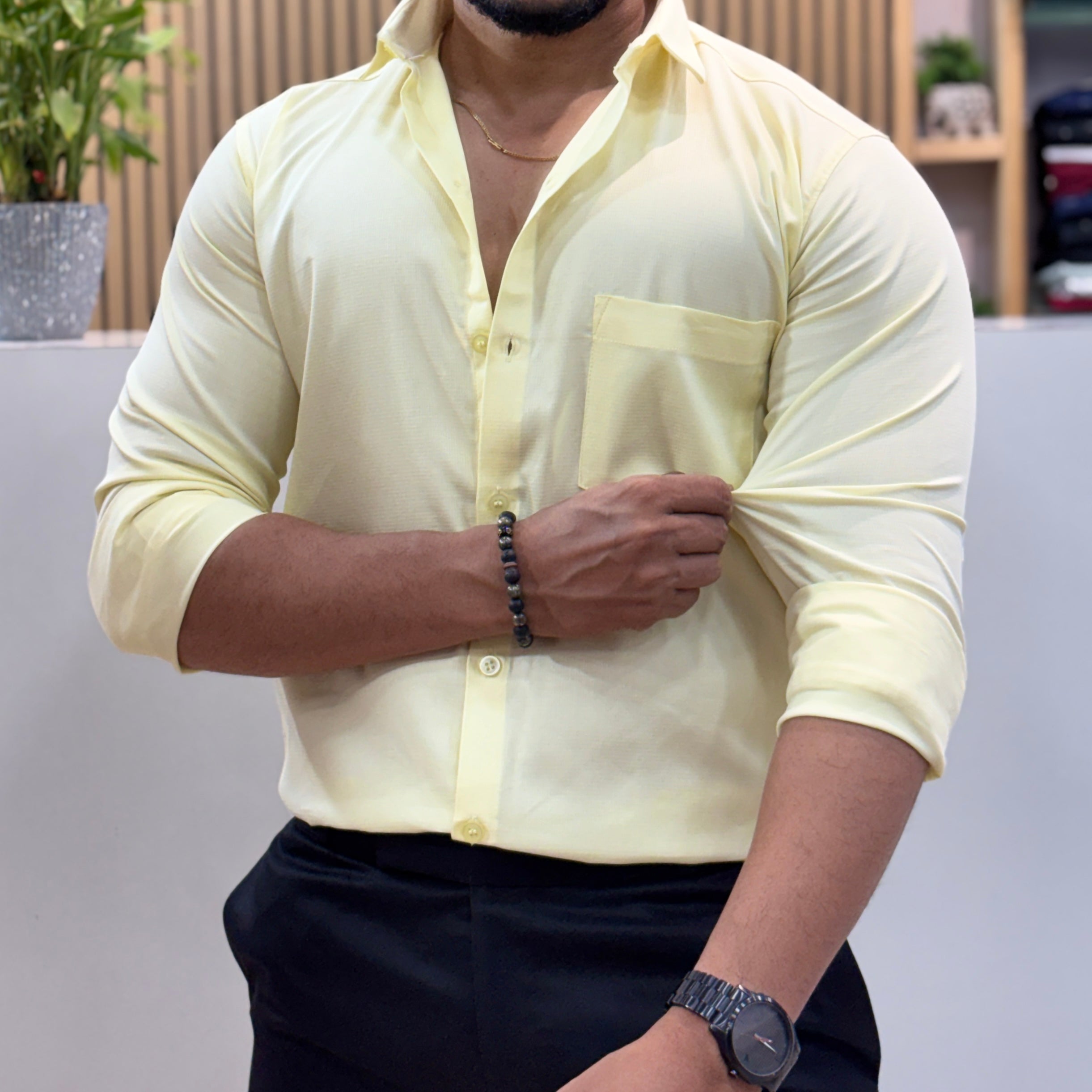 Men’s Solid Shirt Yellow