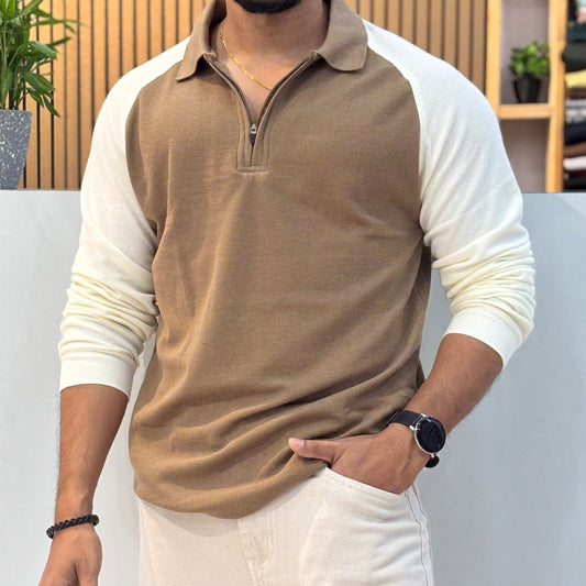 Raglan Polo Full Sleeve T-Shirt Chestnut