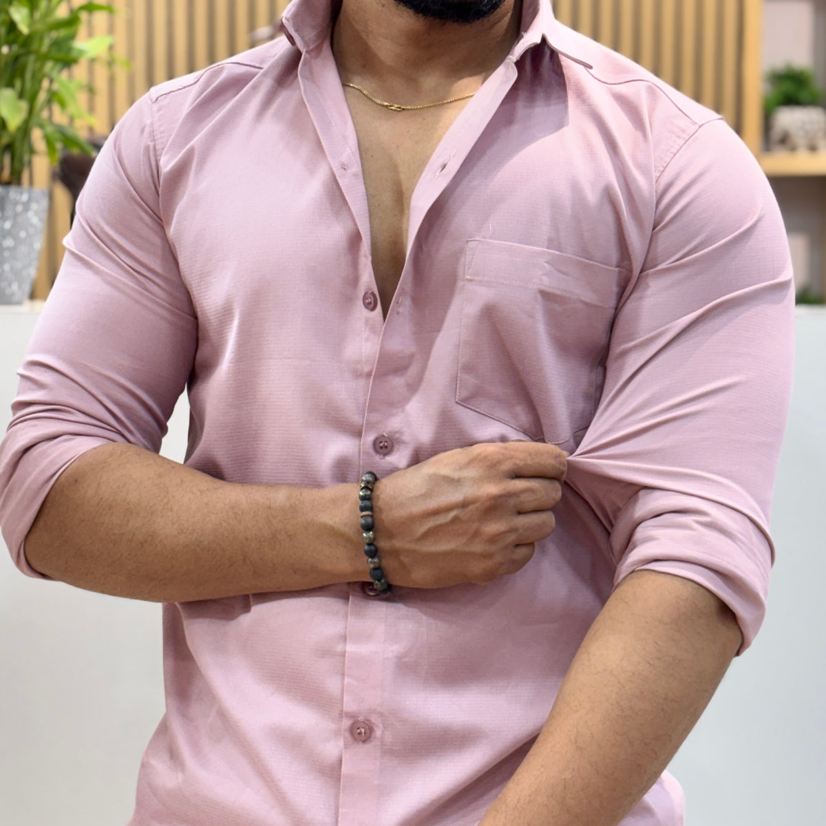 Men’s Solid Shirt Dusty Pink