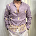 Linen Embroidery Shirt Lavender