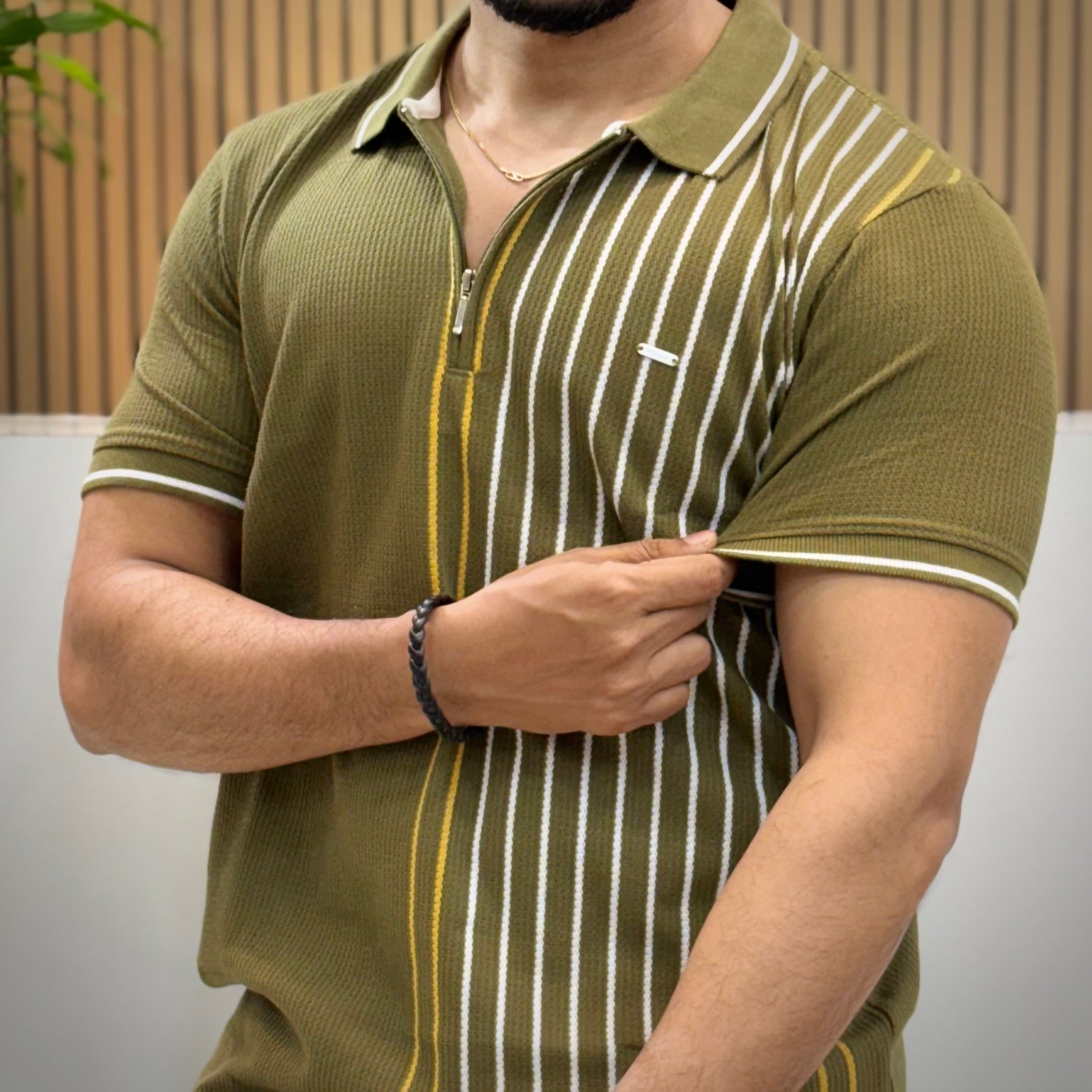 Vertical Stripe Polo T-Shirt