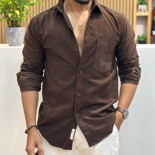 Corduroy Shirt for Men | Dark Chocolate Brown