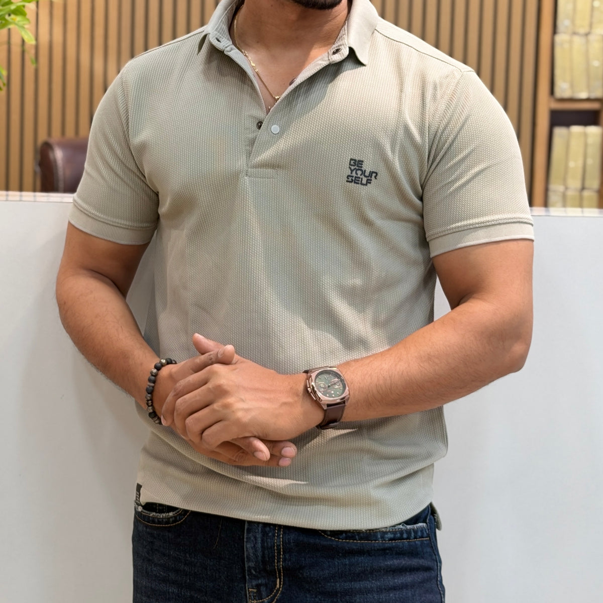 Half Sleeve Polo Tshirt- Grey