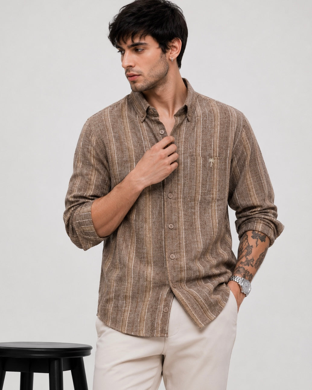 Premium Linen Stripe Shirt for Men