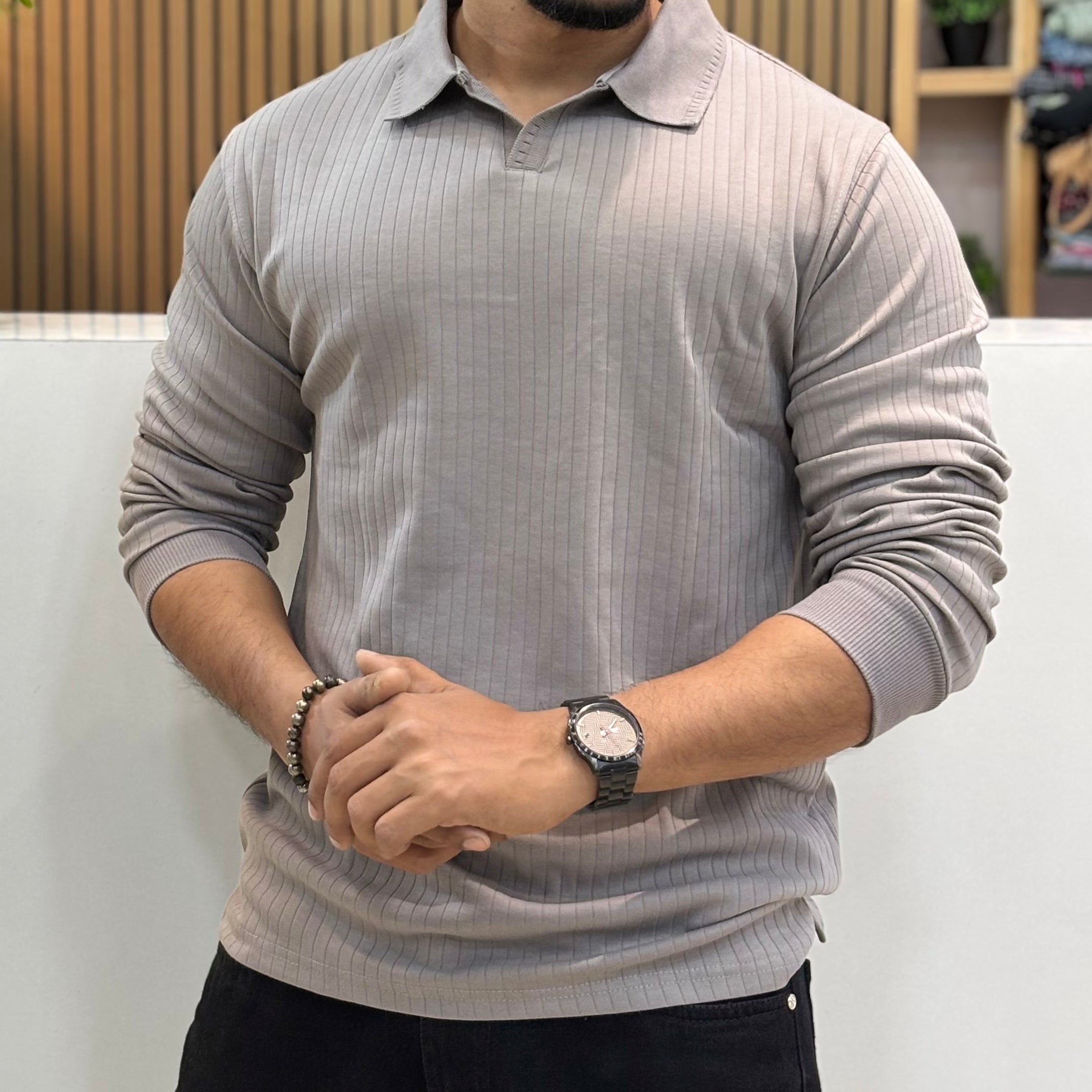 Grey Old Money Polo T-Shirt