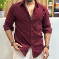 Corduroy Shirt for Men | Wine Burgundy